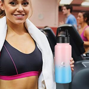 Insulated Water Bottle with Straw Lid, 32oz Vacuum Stainless Steel Insulated Sports Water Bottle, Double Wall BPA Free Sweat-Proof Thermos to Beverages Perfectly Keep Cold or Hot