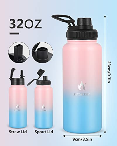 Insulated Water Bottle with Straw Lid, 32oz Vacuum Stainless Steel Insulated Sports Water Bottle, Double Wall BPA Free Sweat-Proof Thermos to Beverages Perfectly Keep Cold or Hot