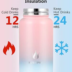 Insulated Water Bottle with Straw Lid, 32oz Vacuum Stainless Steel Insulated Sports Water Bottle, Double Wall BPA Free Sweat-Proof Thermos to Beverages Perfectly Keep Cold or Hot