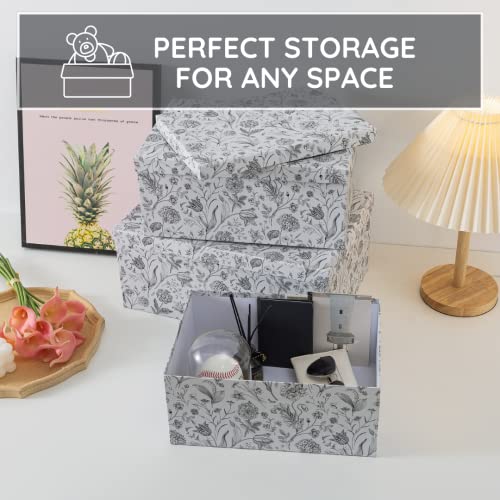 Soul & Lane Decorative Cardboard Storage Boxes For Home Décor - Modern Meadow - Set Of 3: Floral Paperboard Nesting Boxes With Lids, Memory Boxes For Keepsakes And Photos, Gift Boxes For Presents