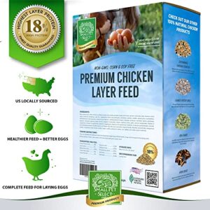 Small Pet Select Chicken Layer Feed Pellets | 18% Protein Level | Corn-Free, Soy-Free, Non-GMO | All Natural US Locally Sourced Ingredients | 20lb