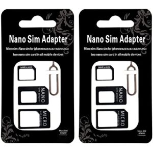 vivp 2 pcs sim card adapter kit - 4 in 1 nano micro standard converter kit with steel tray eject pin 1