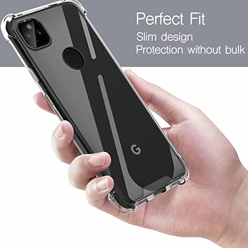 KIOMY Google Pixel 5 Case Diamond Clear with Hybrid Anti Yellow Design Hard PC Back Shell with TPU Raised Bezel Shockproof Bumper Protective Ultra Transparent Slim fit and Thin Cell Phone Cover