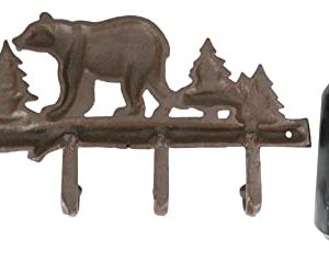 Ebros Gift Cast Iron 11.75" Long Rustic Forest Black Bear Strolling by Pine Trees Forest 4-Pegs Wall Hook Western Bears Hunting Cabin Lodge Country for Coat Hat Clothing Leash Keys (1)