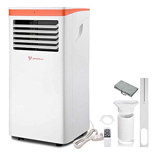 Yescom 10,000 BTU Portable Air Conditioner for Rooms up to 300 Sq. Ft Compact Home AC Unit with Built-in Dehumidifier & Fan & Sleep Modes Remote Control Dust Cover Window Mount Kit for Home/Office