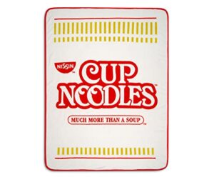 nissin cup noodles logo microplush throw blanket | super soft fleece blanket, cozy sherpa cover for sofa and bed, home decor room essentials | instant ramen gifts and collectibles | 45 x 60 inches