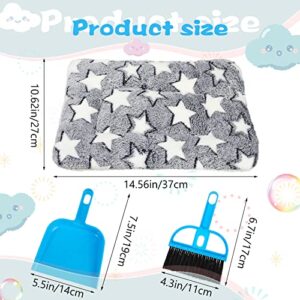 Yulejo 6 Pieces Guinea Pig Bed Plush Hamster Mat Bunny Bed Small Animal Sleeping Bedding Pads with Cleaning Dustpan Brush for Chinchilla Squirrel Hedgehog Small Animals (Cute Color, Star)