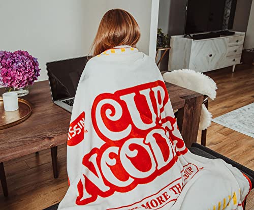 Nissin Cup Noodles Logo Microplush Throw Blanket | Super Soft Fleece Blanket, Cozy Sherpa Cover For Sofa And Bed, Home Decor Room Essentials | Instant Ramen Gifts And Collectibles | 45 x 60 Inches