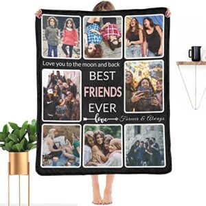 shiyel gifts for friend customized blanket with photo, make a personalized friends blankets with picture custom memories souvenir sublimation throw blanket for best friends ever, 8 collage made in usa