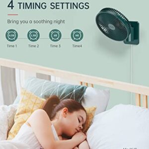 Oscillating Wall Mount Small Fan with Remote Control and Timer, 8.5Inch, 4 Speeds, Included Adapter, 120° Adjustable Tilt, High Velocity, 70Inch Cord, Quiet, for RV Bedroom Kitchen Gym, Garage,12 W