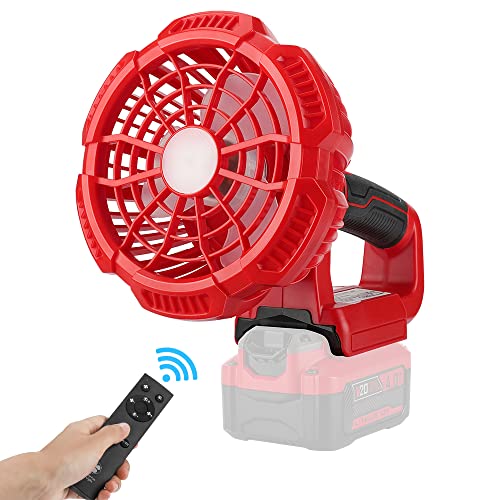 WaxPar Camping Fan For Craftsman Fan Cordless Jobsite Fan, USB Floor Fan Industrial fan with Light Compatible with Craftsman 14.4-20V Li-Ion Battery, Remote, 3 Wind/Brightness Modes, Timer