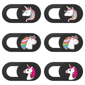 anoys webcam cover (6 pack) ultra-thin camera cover privacy protector, cover slide for laptop/mac/macbook air/ipad/imac/pc/phone, webcam covers laptop accessories - colorful unicorn