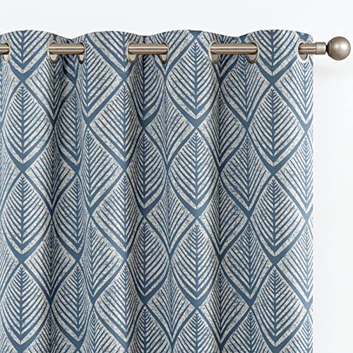 COLLACT Moderate Blackout Curtains for Bedroom 96 Inch Long Blue Geometric Curtains Grommet Top Thermal Insulated Curtains for Living Room Modern Room Darkening Drapes Window Curtain Set 2 Panels