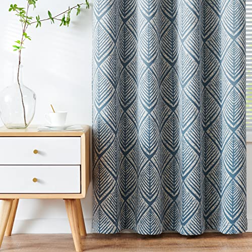 COLLACT Moderate Blackout Curtains for Bedroom 96 Inch Long Blue Geometric Curtains Grommet Top Thermal Insulated Curtains for Living Room Modern Room Darkening Drapes Window Curtain Set 2 Panels