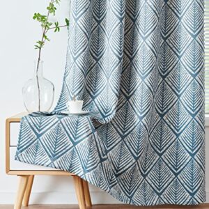 COLLACT Moderate Blackout Curtains for Bedroom 96 Inch Long Blue Geometric Curtains Grommet Top Thermal Insulated Curtains for Living Room Modern Room Darkening Drapes Window Curtain Set 2 Panels