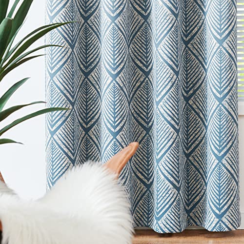 COLLACT Moderate Blackout Curtains for Bedroom 96 Inch Long Blue Geometric Curtains Grommet Top Thermal Insulated Curtains for Living Room Modern Room Darkening Drapes Window Curtain Set 2 Panels