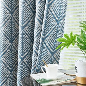 COLLACT Moderate Blackout Curtains for Bedroom 96 Inch Long Blue Geometric Curtains Grommet Top Thermal Insulated Curtains for Living Room Modern Room Darkening Drapes Window Curtain Set 2 Panels