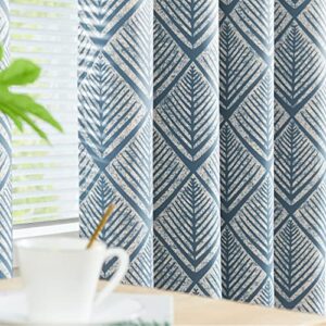 COLLACT Moderate Blackout Curtains for Bedroom 96 Inch Long Blue Geometric Curtains Grommet Top Thermal Insulated Curtains for Living Room Modern Room Darkening Drapes Window Curtain Set 2 Panels