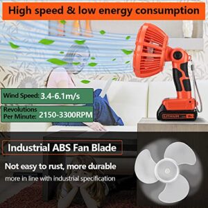 WaxPar For black decker Fan Cordless Jobsite Fan, USB Floor Fan Industrial fan with Light Compatible with black decker 14.4-20V Li-Ion Battery, Remote, 3 Wind/Brightness Modes, Timer