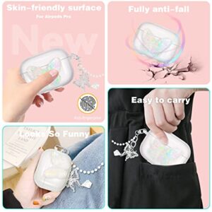 JoySolar Clear Butterfly Girls Case for AirPod Pro 2019/Pro 2 Gen 2022 Aesthetic Cute Glitter TPU Cases Women Girly for AirPods Pro Cover Pretty Bling Shiny Stylish with Keychain for Air Pods Pro