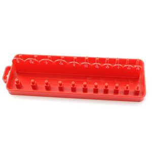 pzrt socket organizer tray 1/4" socket holder tool garage storage tool plastic home tool rack tray organizer, red