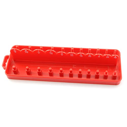 PZRT Socket Organizer Tray 1/4" Socket Holder Tool Garage Storage Tool Plastic Home Tool Rack Tray Organizer, Red