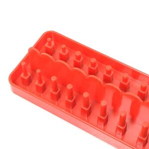 PZRT Socket Organizer Tray 1/4" Socket Holder Tool Garage Storage Tool Plastic Home Tool Rack Tray Organizer, Red