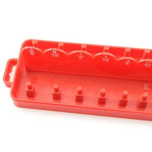 PZRT Socket Organizer Tray 1/4" Socket Holder Tool Garage Storage Tool Plastic Home Tool Rack Tray Organizer, Red