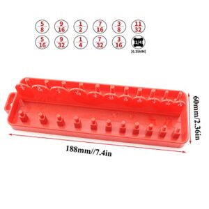 PZRT Socket Organizer Tray 1/4" Socket Holder Tool Garage Storage Tool Plastic Home Tool Rack Tray Organizer, Red