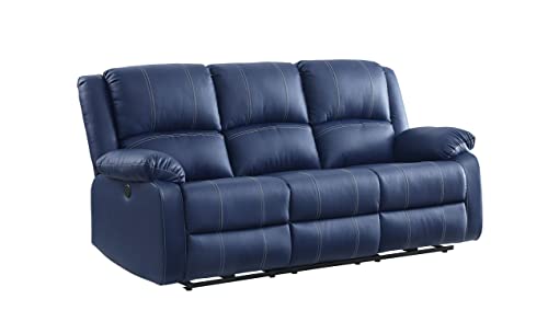 Elountik Modern Zuriel Power Motion Reclining Sofa with Tight Back & Seat Cushion,Tight Pillow Top Arm, Recliner Sofa with Motion Reclining Mechanism for Living Room, Blue PU, Sofa