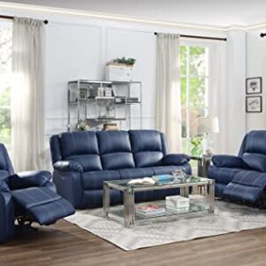 Elountik Modern Zuriel Power Motion Reclining Sofa with Tight Back & Seat Cushion,Tight Pillow Top Arm, Recliner Sofa with Motion Reclining Mechanism for Living Room, Blue PU, Sofa