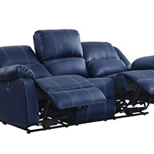 Elountik Modern Zuriel Power Motion Reclining Sofa with Tight Back & Seat Cushion,Tight Pillow Top Arm, Recliner Sofa with Motion Reclining Mechanism for Living Room, Blue PU, Sofa