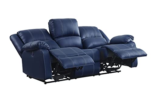 Elountik Modern Zuriel Power Motion Reclining Sofa with Tight Back & Seat Cushion,Tight Pillow Top Arm, Recliner Sofa with Motion Reclining Mechanism for Living Room, Blue PU, Sofa