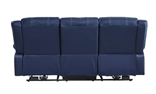 Elountik Modern Zuriel Power Motion Reclining Sofa with Tight Back & Seat Cushion,Tight Pillow Top Arm, Recliner Sofa with Motion Reclining Mechanism for Living Room, Blue PU, Sofa