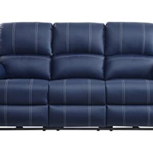 Elountik Modern Zuriel Power Motion Reclining Sofa with Tight Back & Seat Cushion,Tight Pillow Top Arm, Recliner Sofa with Motion Reclining Mechanism for Living Room, Blue PU, Sofa