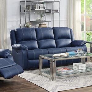 Elountik Modern Zuriel Power Motion Reclining Sofa with Tight Back & Seat Cushion,Tight Pillow Top Arm, Recliner Sofa with Motion Reclining Mechanism for Living Room, Blue PU, Sofa