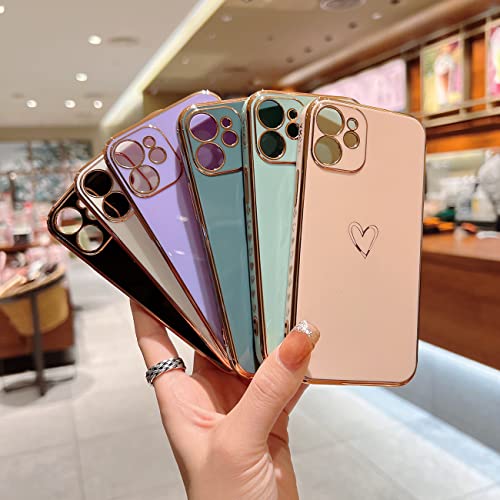 YKCZL Compatible with iPhone 12 Mini Case for Women Girl, Luxury Plating Edge Bumper Cute Case with Full Camera Lens Protection Cover for iPhone 12 Mini 5.4 Inch(Purple)