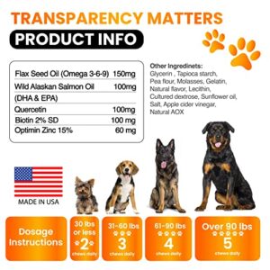 Omega 3 for Dogs - Fish Oil for Dogs Chews - Allergy and Dog Itch Relief - Dog Anti Shedding Supplement - Joint Health Treatment - Dog Skin and Coat Supplement - Salmon Oil - EPA & DHA Fatty Acids