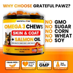 Omega 3 for Dogs - Fish Oil for Dogs Chews - Allergy and Dog Itch Relief - Dog Anti Shedding Supplement - Joint Health Treatment - Dog Skin and Coat Supplement - Salmon Oil - EPA & DHA Fatty Acids