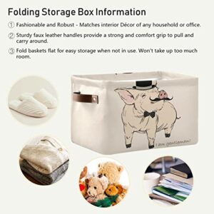 Kcldeci Cute Pig Piglet Farm Animal Baskets Storage Bins Fabric Storage Baskets Cloth Baskets Empty Gift Baskets with Rope Handles Decorative Baskets for Organizing