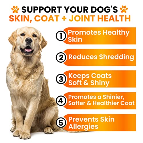 Omega 3 for Dogs - Fish Oil for Dogs Chews - Allergy and Dog Itch Relief - Dog Anti Shedding Supplement - Joint Health Treatment - Dog Skin and Coat Supplement - Salmon Oil - EPA & DHA Fatty Acids