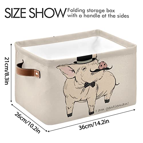 Kcldeci Cute Pig Piglet Farm Animal Baskets Storage Bins Fabric Storage Baskets Cloth Baskets Empty Gift Baskets with Rope Handles Decorative Baskets for Organizing