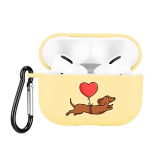 balloon dog case compatible with airpods pro yellow soft tpu, supports wireless charging shockproof protective cover for airpods pro