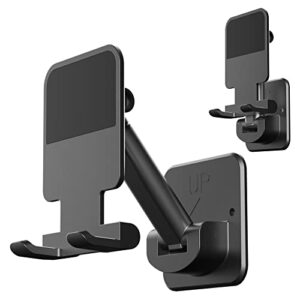 pzoz wall mount cell phone tablet holder, extendable adjustable cellphone stand for mirror bathroom shower bedroom kitchen treadmill, compatible with iphone ipad series or other smartphones (black)