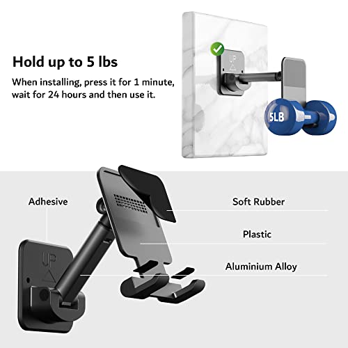 pzoz Wall Mount Cell Phone Tablet Holder, Extendable Adjustable Cellphone Stand for Mirror Bathroom Shower Bedroom Kitchen Treadmill, Compatible with iPhone iPad Series or Other Smartphones (Black)