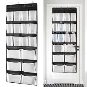 perfectmart over the door shoe organizers hanging shoe racks holders with 6 extra large breathable 12 normal mesh pockets shoe holder storage hanger pantry closet organizer(59" x 21.6",black)