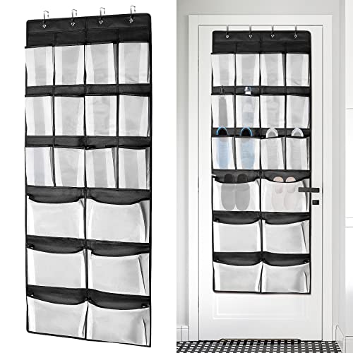 PerfectMart Over the Door Shoe Organizers Hanging Shoe Racks Holders with 6 Extra Large Breathable 12 Normal Mesh Pockets Shoe Holder Storage Hanger Pantry Closet Organizer(59" x 21.6",Black)