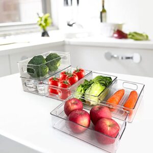 UCHIHA Set of 9 Refrigerator Organizer Bins - Clear Stackable Fridge Organizer Plastic Storage Bins for Freezer, Kitchen, Countertops, Cabinets - Pantry Organization and Storage Bins, ‎Transparent