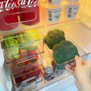 UCHIHA Set of 9 Refrigerator Organizer Bins - Clear Stackable Fridge Organizer Plastic Storage Bins for Freezer, Kitchen, Countertops, Cabinets - Pantry Organization and Storage Bins, ‎Transparent