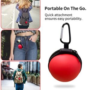 TOGETFACE Round Earbuds Case Portable EVA Carrying Case Organizer Phone Accessory Organizer with Carabiner for Headphones Earbuds Earpiece - red